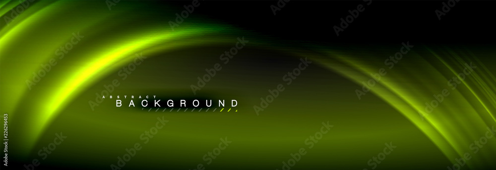 Neon glowing fluid wave lines, magic energy space light concept, abstract background wallpaper design