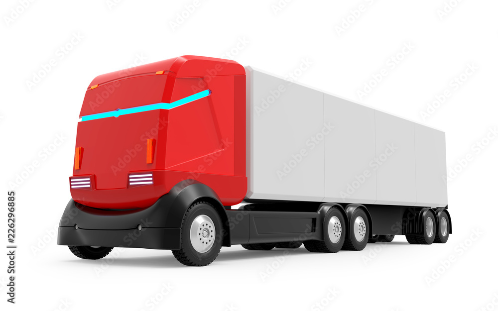 self-driving truck futuristic red