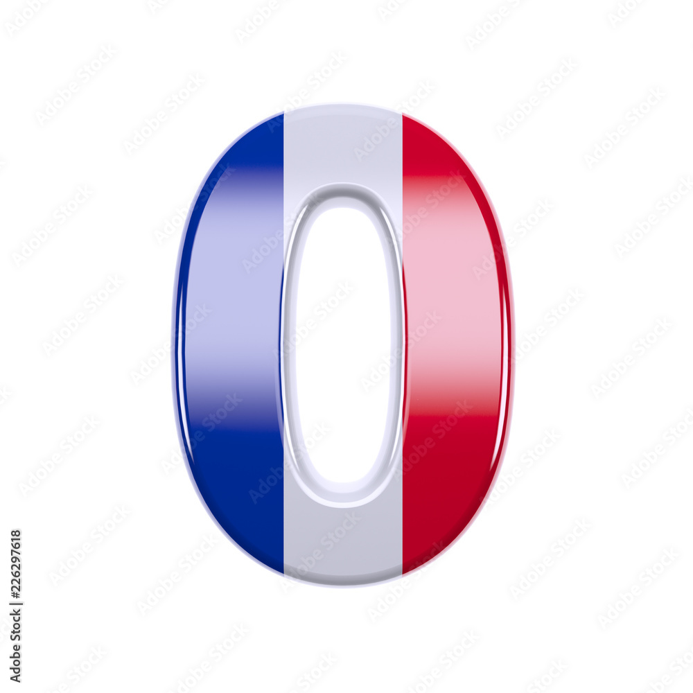 French flag number 0 - 3d France digit - France, Paris or patriotism concept French flag number 0 - 3d France digit - France, Paris or patriotism concept