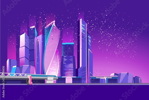 Moscow city neon