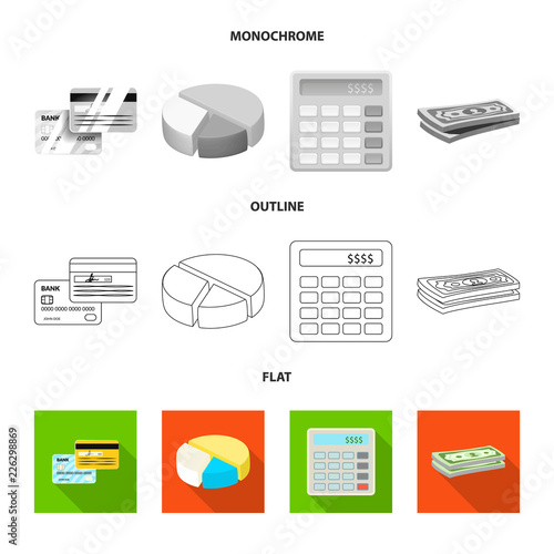 Isolated object of bank and money sign. Collection of bank and bill vector icon for stock.