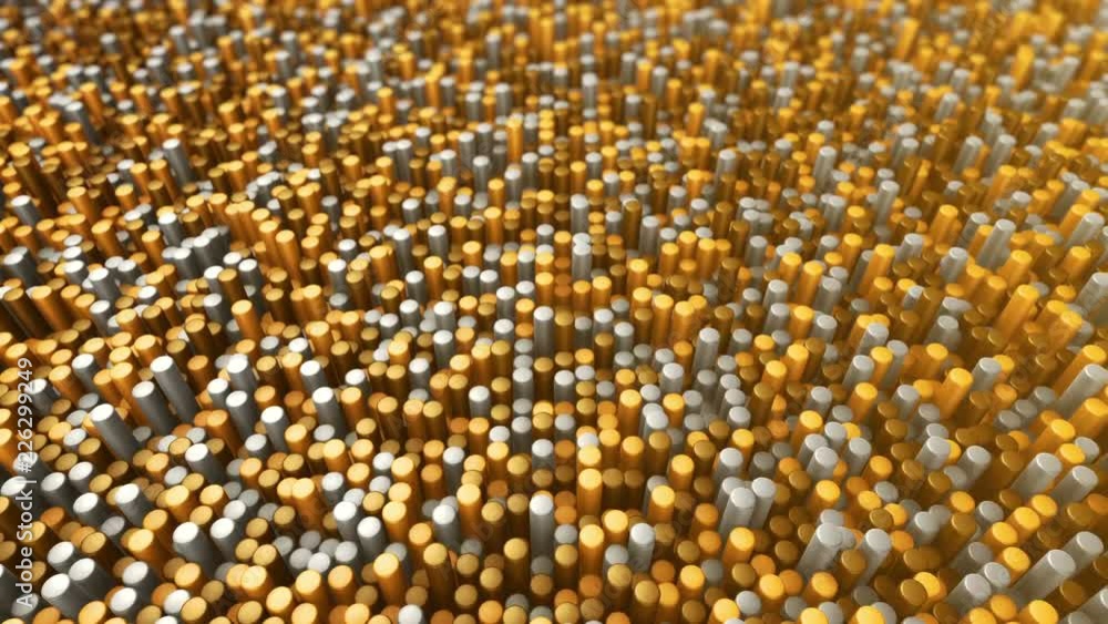 Abstract background with animation of wave mosaic of cylinders. Technological backdrop. Animation of seamless loop. Abstract background with animation of wave mosaic of cylinders. Technological backdrop. Animation of seamless loop.