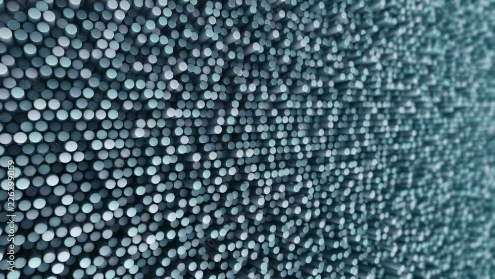 Abstract background with animation of wave mosaic of cylinders. Technological backdrop. Animation of seamless loop. Abstract background with animation of wave mosaic of cylinders. Technological backdrop. Animation of seamless loop.