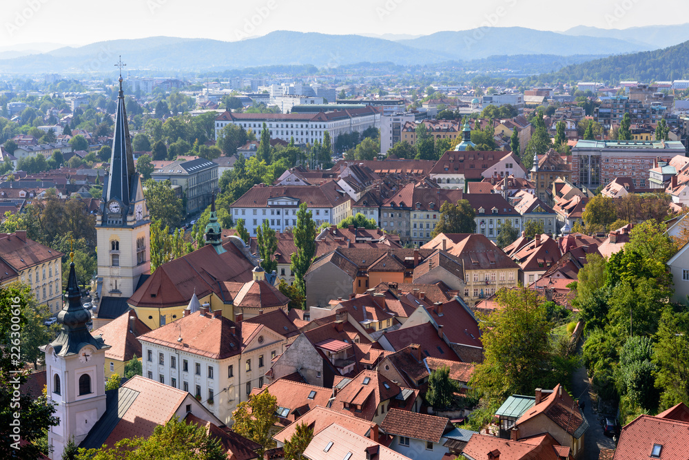 Old Town Ljubljana viewed from Castle Hill, Slovenia