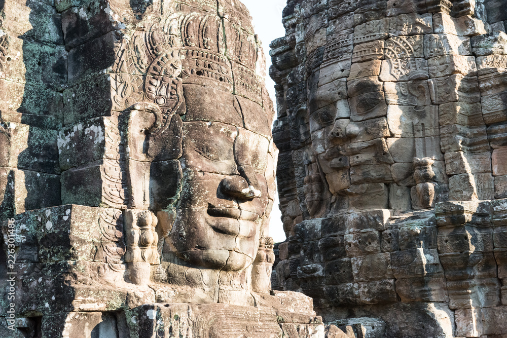 Gesichter am Tempel von Bayon, Angkor, Kambodscha Gesichter am Tempel von Bayon, Angkor, Kambodscha