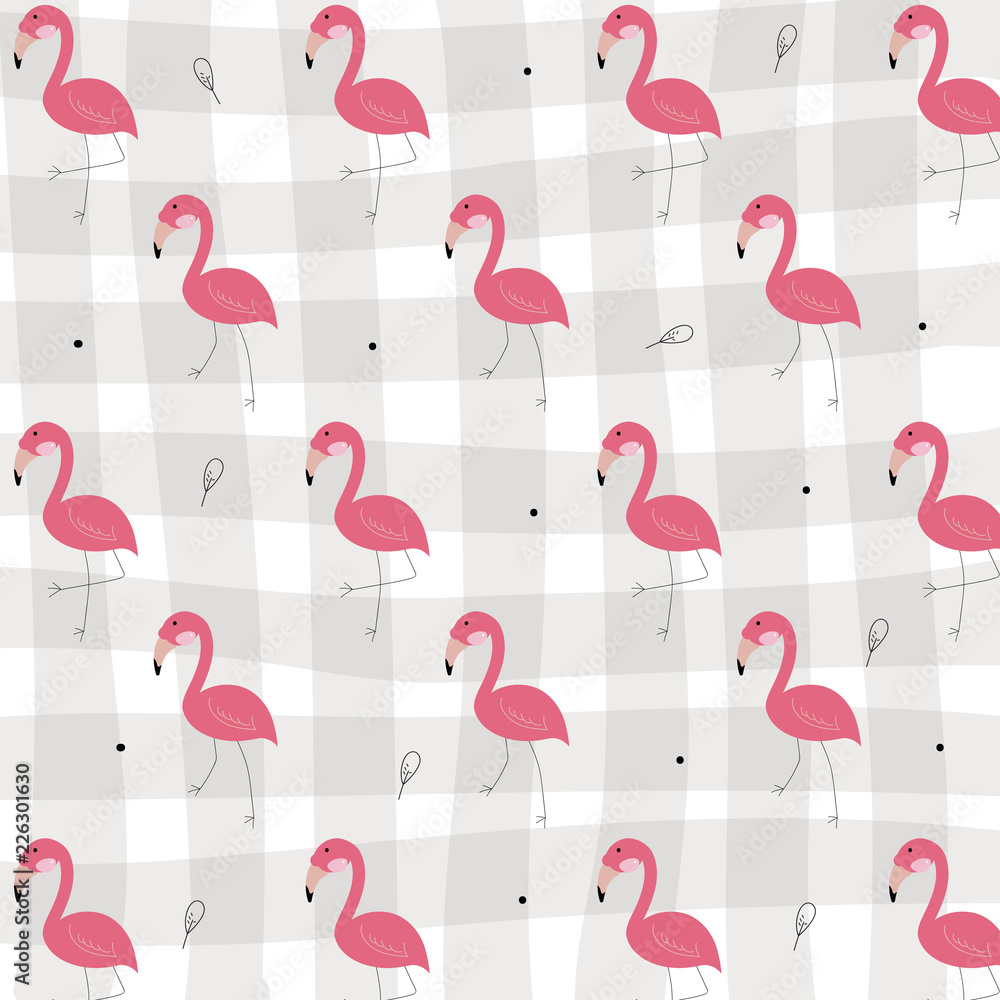 Naklejka premium Tropical flamingo vector seamless pattern