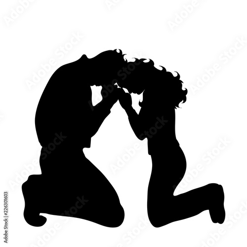 Vector silhouette of couple on white background.