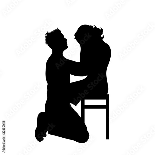 Wallpaper Mural Vector silhouette of couple on white background. Torontodigital.ca