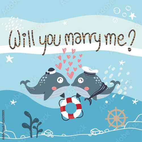 Blue whale Marine couple said "Will you marry me"