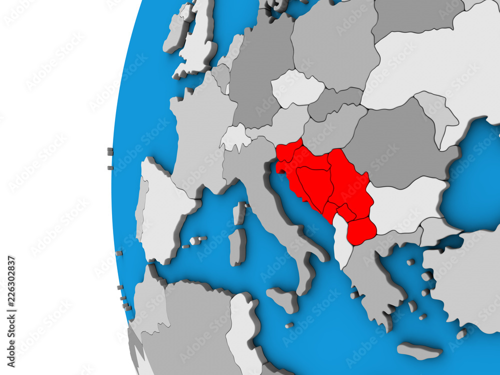 Fototapeta premium Yugoslavia on 3D globe