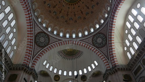 Interior of Suleymaniye mosque in Istanbul, Turkey.  photo