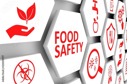 FOOD SAFETY concept cell background 3d illustration