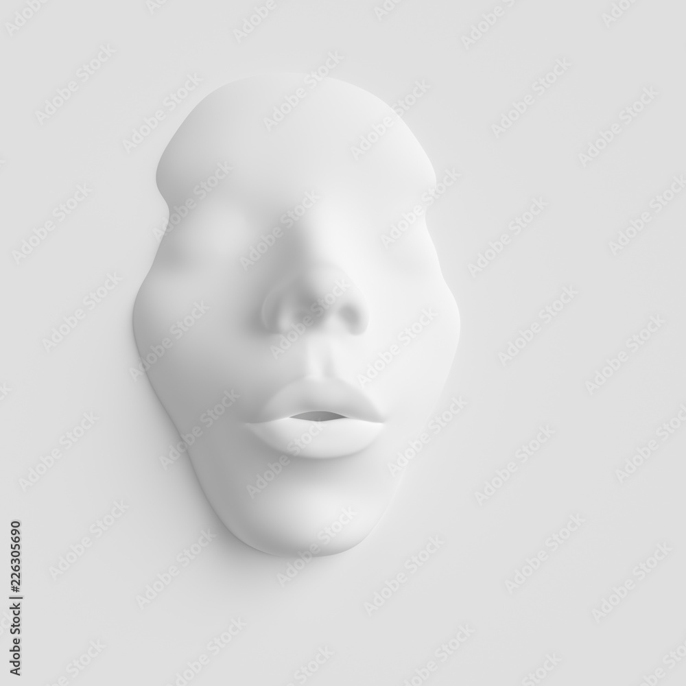 Abstract white face on white background, Art creative poster serenity concept 3d render Abstract white face on white background, Art creative poster serenity concept 3d render