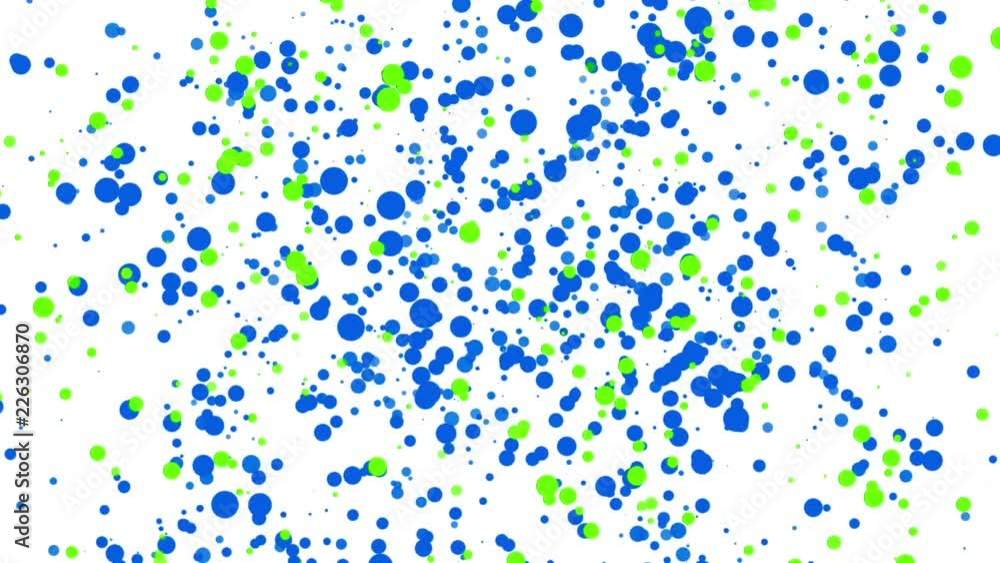 blue and green round particles flying on a white background. abstract animation 3d rendering. blue and green round particles flying on a white background. abstract animation 3d rendering.