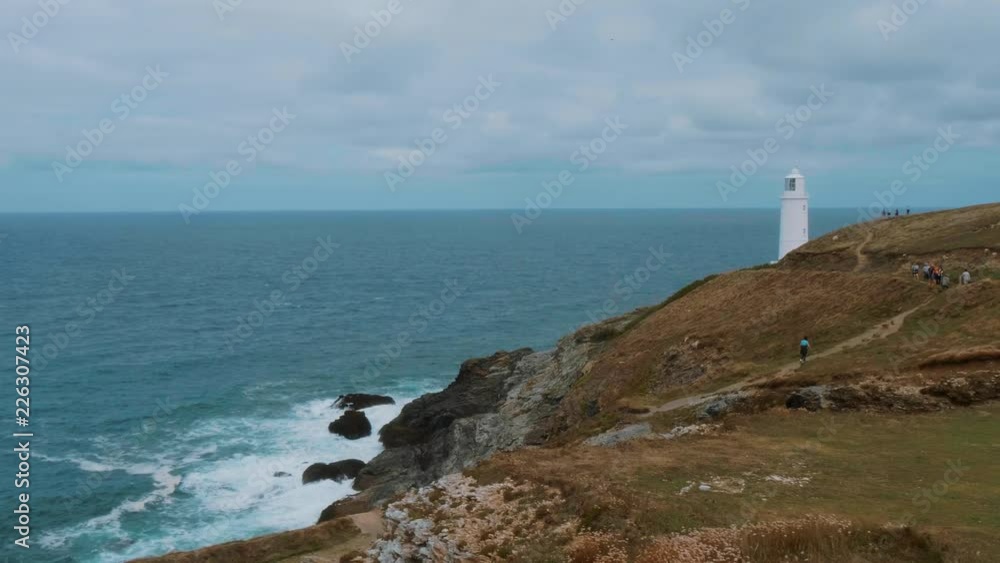 Lighthouse at the Coast of Cornwall in England Lighthouse at the Coast of Cornwall in England