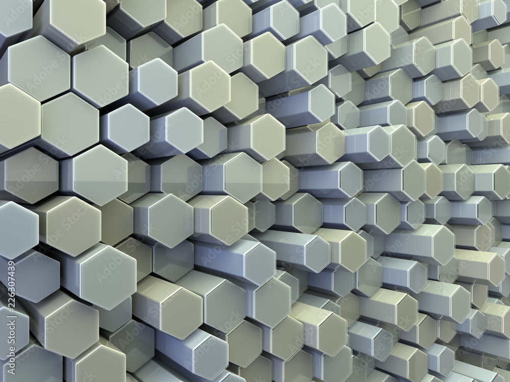 Abstract technological hexagonal background. 3D render Abstract technological hexagonal background. 3D render