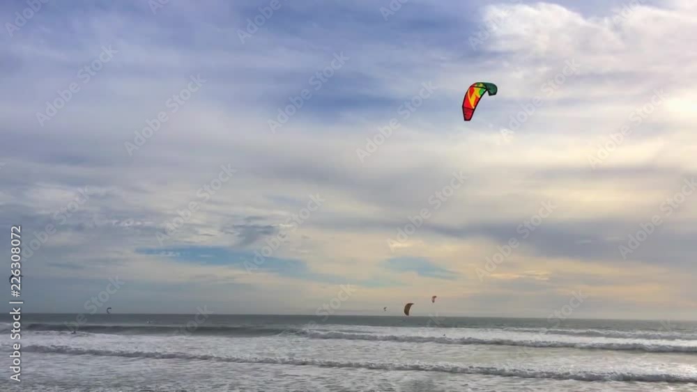 Kite surfers at the Big Basin State Beach, California, USA Kite surfers at the Big Basin State Beach, California, USA