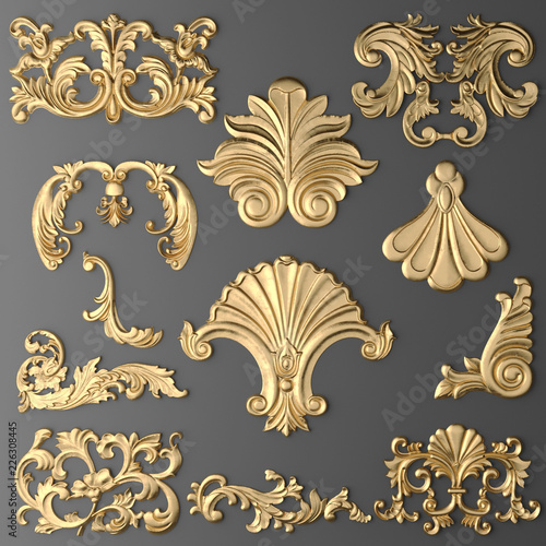 Gilded stucco, collection gold cartouche