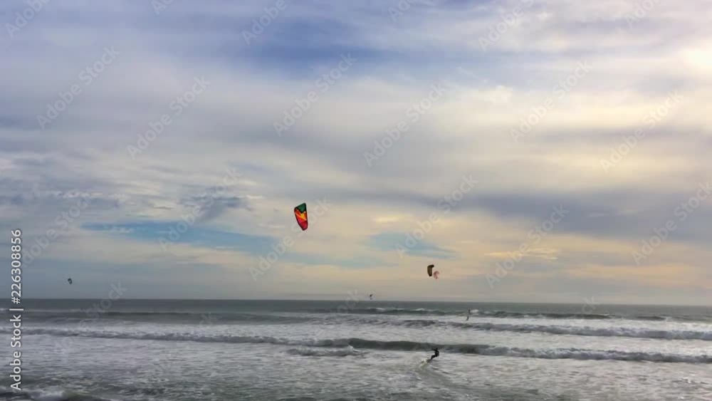 Kite surfers at the Big Basin State Beach, California, USA Kite surfers at the Big Basin State Beach, California, USA