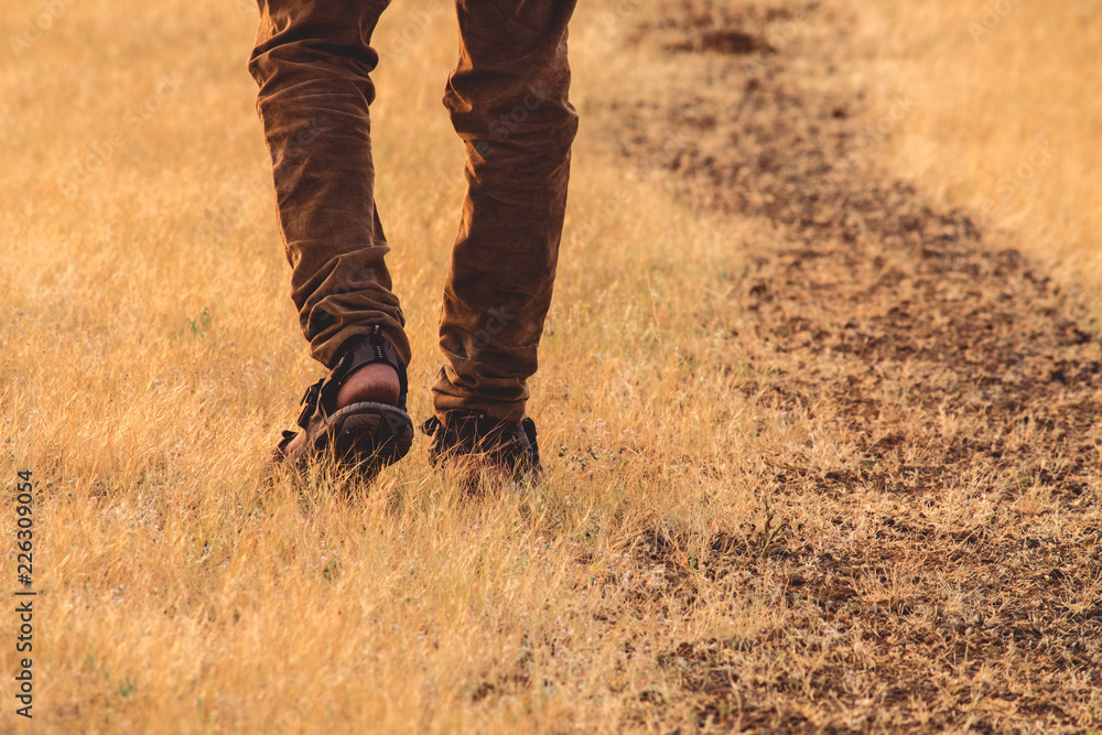 Boy walking in the park