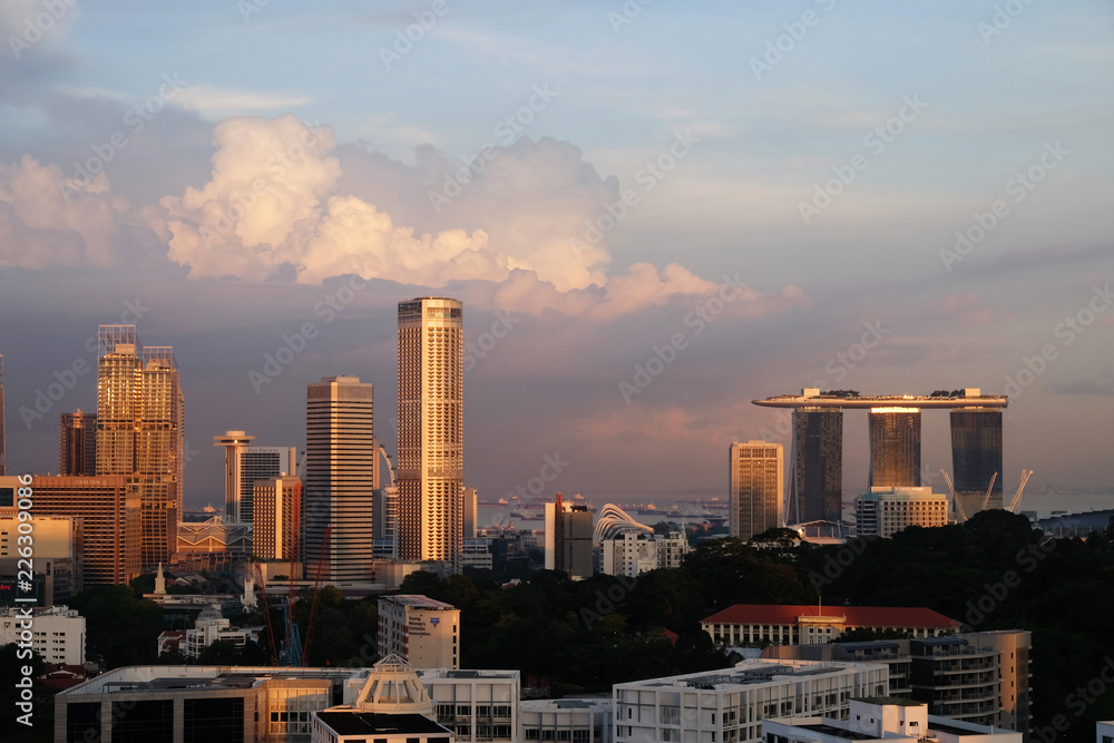 Sunlight shade on buildings, Singapore city Sunlight shade on buildings, Singapore city