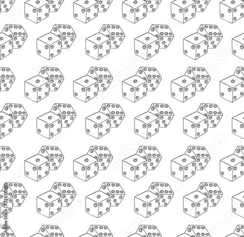 Seamless cartoon dice pattern on the white background