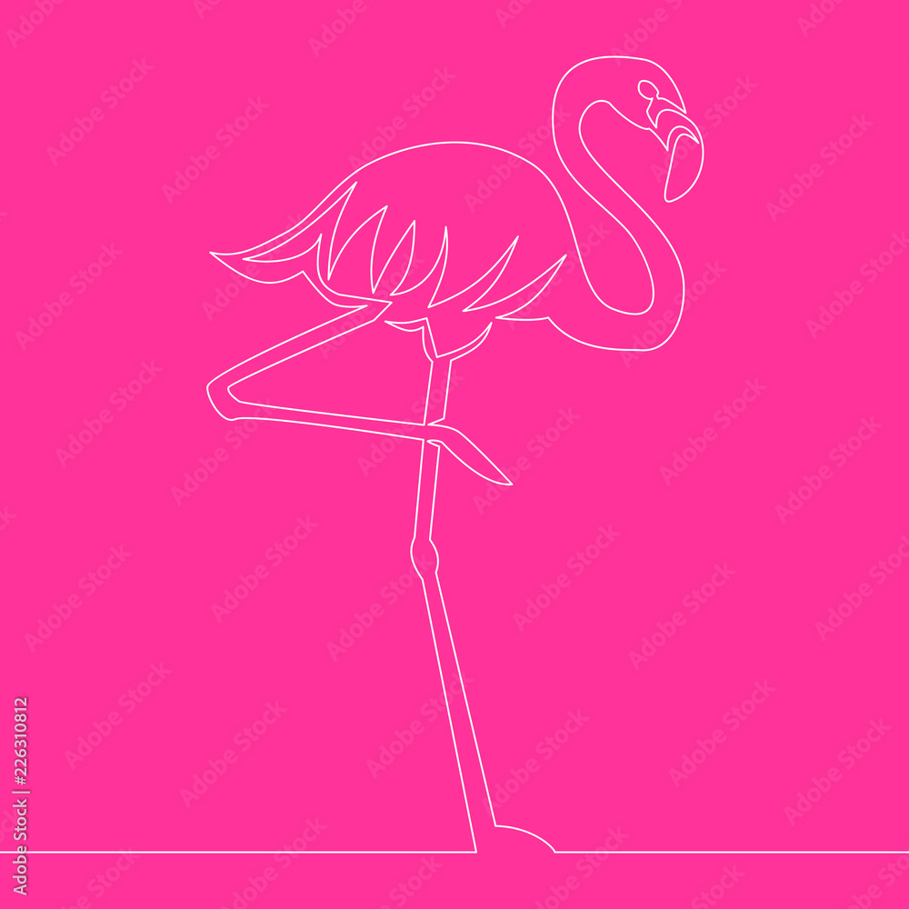 Flamingo in one line Stylish decorative Vector Flamingo in one line Stylish decorative Vector