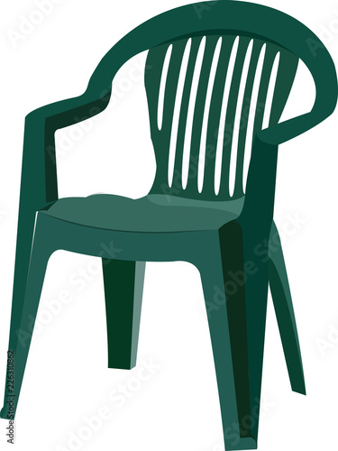 sedia di plastica verde per esterno e da giardino photo