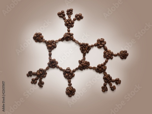 Molecular model made from coffee beans photo