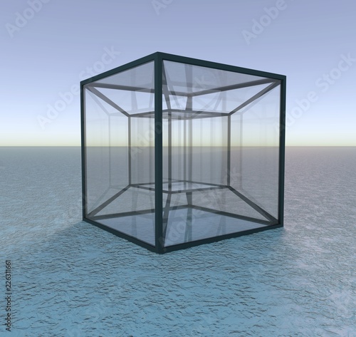 Model of a tesseract, illustration photo