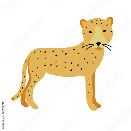vector color yellow black spot cheetah big cat animal simple Scandinavian style childish for your paper textile design