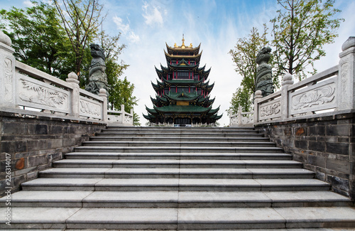 Ancient architecture temple pagoda in the park, Chongqing, China