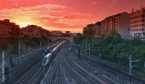 Train and railways  in Paris suburb