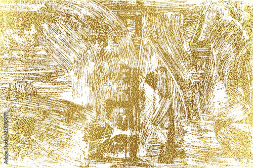 Vintage gold pattern. Abstract golden metal background. Vector illustration. Glitter Patina scratch distress element. Foil texture. Luxury pattern. Bright sketch surface. Gold grunge texture
