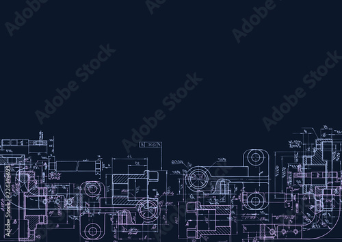 Technical Drawing background.Mechanical Engineering drawing.