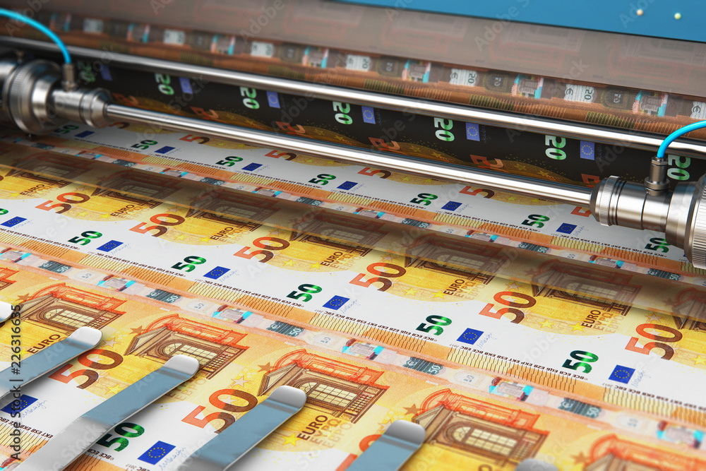 Printing 50 Euro money banknotes