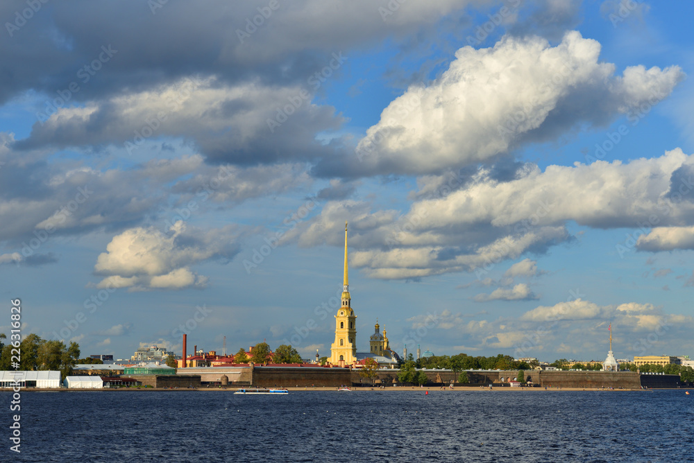 Clouds over Peter and Paul Fortress (1703-1740). Saint Petersburg, Russia