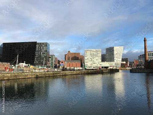 Liverpool city landscape with water