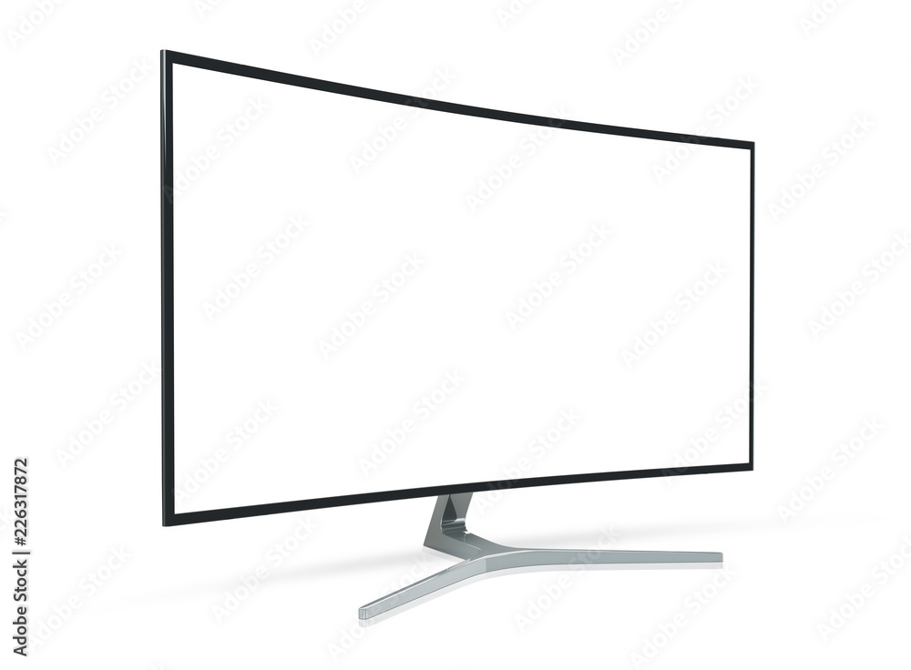Side view of curved monitor computer 3D rendering Stock Illustration