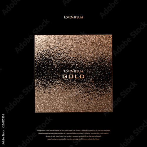 Blush gold. Abstract golden quartz background. Vector illustration. Copper foil line. Bronze glitter stripes. Grunge texture. Patina scratch, cracks golden elements. Vintage illustration. Crack