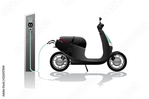 Electric scooter for sharing with charging station. Vector illustration EPS 10