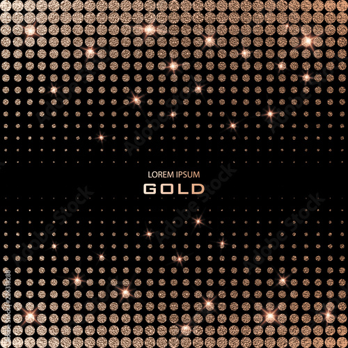 Festive explosion of confetti. Gold glitter background. Golden dots. Vector illustration polka dot .