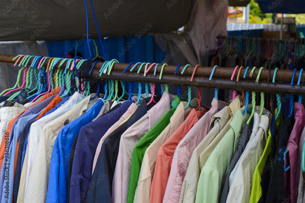 Second hand shirts for sale in flea market
