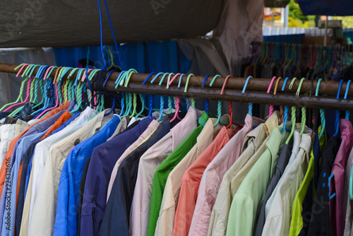 Second hand shirts for sale in flea market © brostock