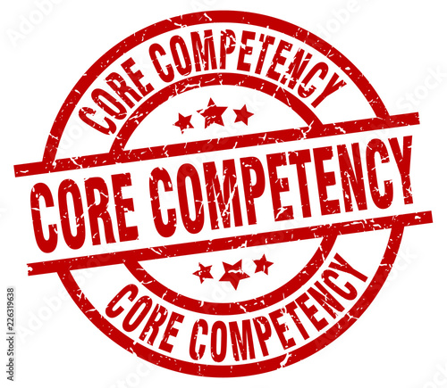 core competency round red grunge stamp