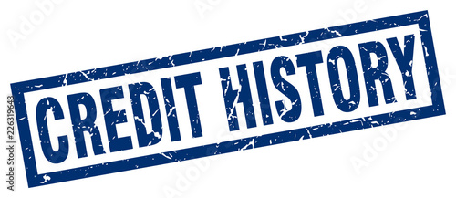 square grunge blue credit history stamp