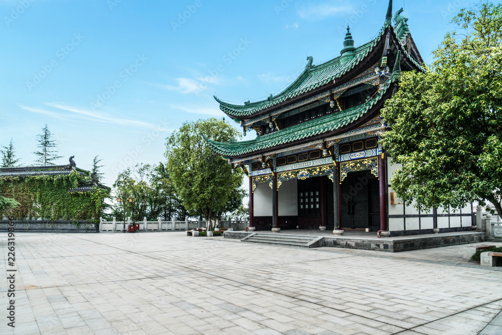 Ancient architecture temple pagoda in the park, Chongqing, China Ancient architecture temple pagoda in the park, Chongqing, China