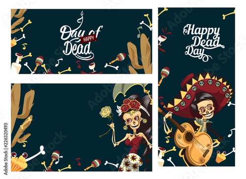Day of the dead people skeletons party poster