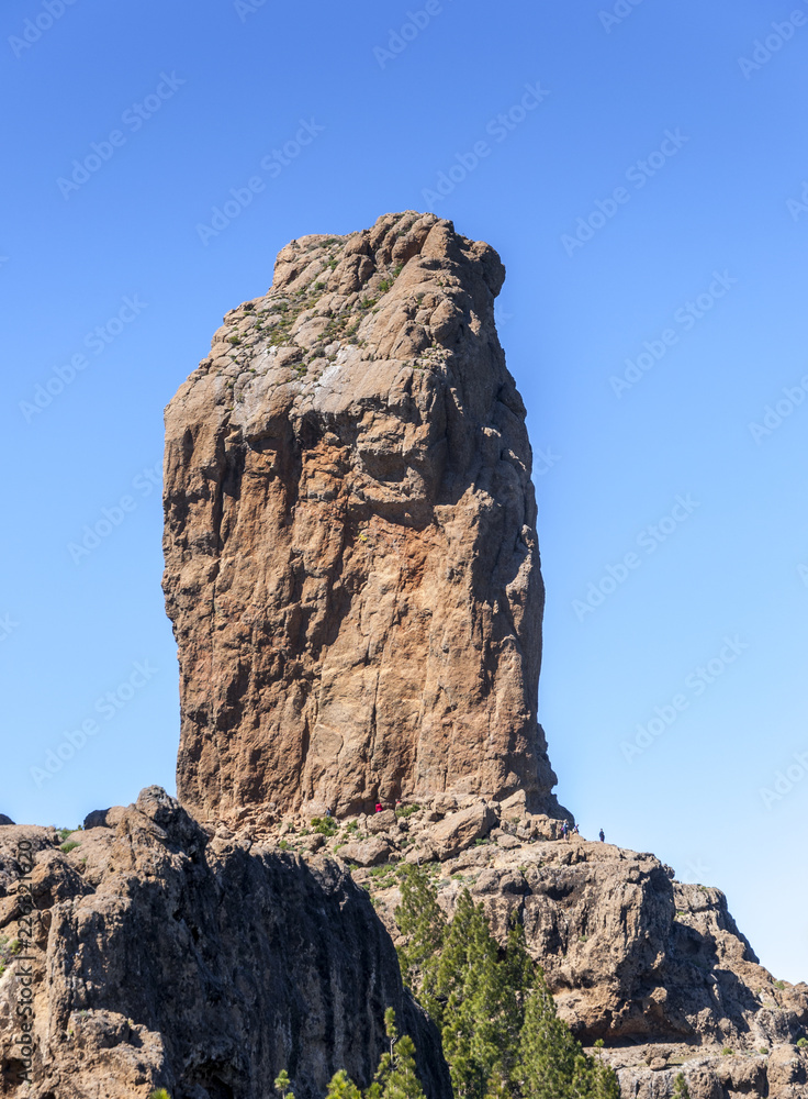Views of Roque Nublo peak (Clouded rock), in Nublo Rural Park, in the interior of the Gran Canaria Island, Tejeda, Canary Islands, Spain, on February 17, 2017 Views of Roque Nublo peak (Clouded rock), in Nublo Rural Park, in the interior of the Gran Canaria Island, Tejeda, Canary Islands, Spain, on February 17, 2017