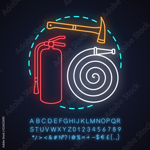 Fire department neon light concept icon